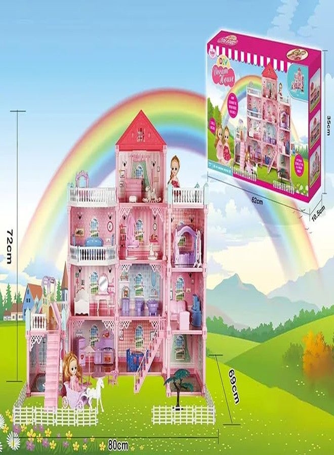 Junona Dream Doll House Girls Toys,Doll House, 4 Story 11 Rooms Dollhouse with 2 Dolls, Dollhouse Furniture Accessories, Toddler Playhouse Gift for 3 4 5 6 7 8 9 10+ Year Old Girls Toys - Image 4